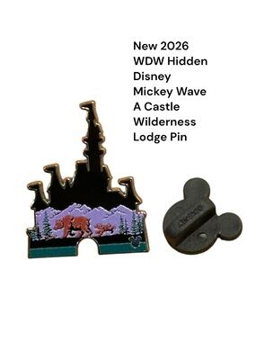 2026 WDW Hidden Disney Mickey Wave A Castle Wilderness Lodge trading pin